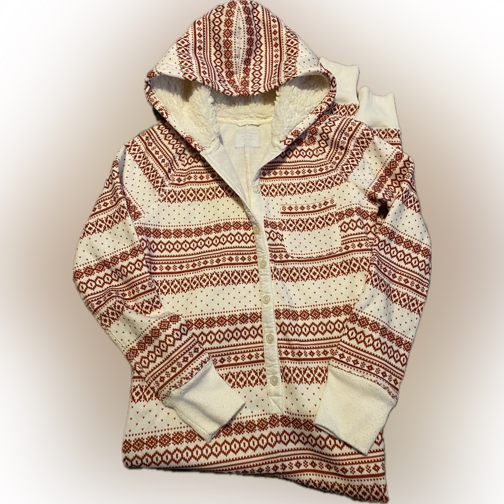 Abercrombie & Fitch Cream Fleece one piece pajamas holiday